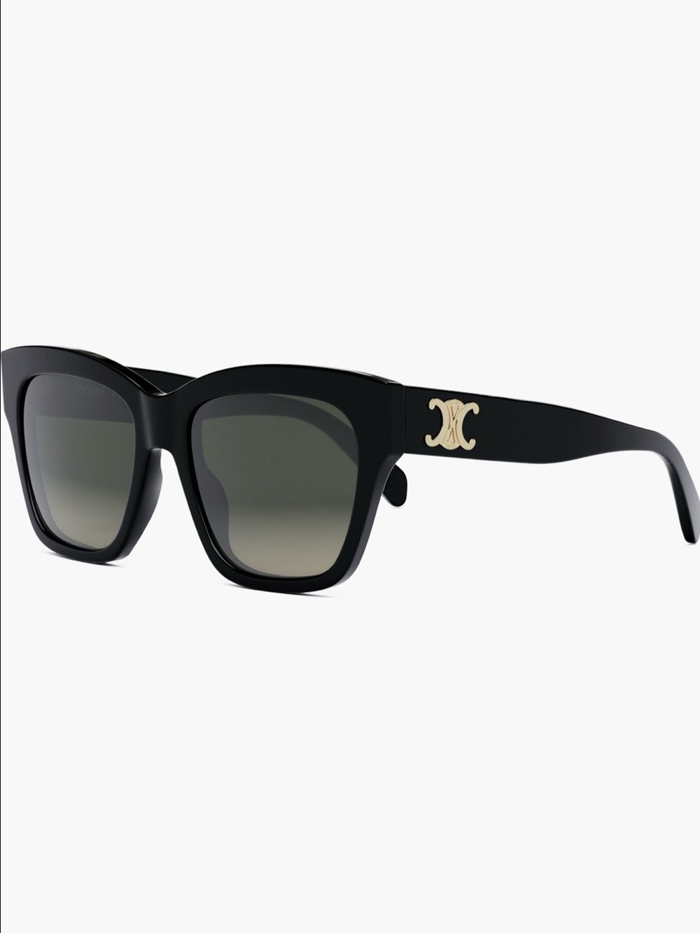 Celine 55mm Triomphe Black Square Sunglasses with Gold Logo Accent